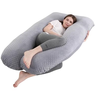 Cussin de Grossesse pour Dormir - Coussin d'Allaitement en Forme de U, Coussin Maternité et Coussin Grossesse Oreiller avec Housse en Minky Dot Amovibl, Soutien pour Le Dos, Les Hanches, Les Jambes