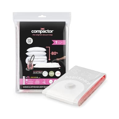 Compactor - Sac sous vide Aspispace taille XL, sachet à l'unité, rangement armoire, dressing, voyage, déménagement, compatible aspirateur et pompe à vide, compresse couettes, oreillers et vêtements