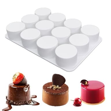 SEABABOO Moules Cylindriques En Silicone Moule Forme Cylindre Moule À Chocolat À Cylindre Silicone Pour Brownies Cheesecakes Couverture De Chocolat Mousse Cupcakes Muffins Gâteaux (12 cavités 4.5cm)