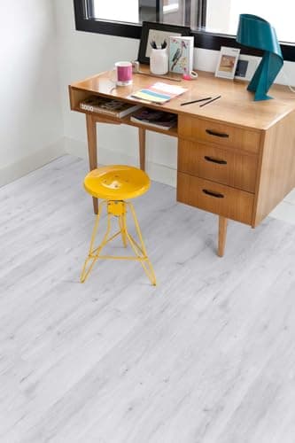Gerflor Sunny White 0286 Senso Clic Premium, lame PVC imitation bois blanc, pour l'habitat et les pros, pose clipsable, 21,2 x 123,9 cm