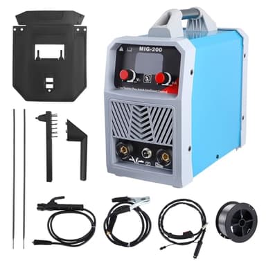 Hlieeosfcn Poste à souder ARC/MIG/TIG, Poste de Soudage numérique 3 en 1, pistolet à souder, pince de mise à la terre, masque, brosse, baguettes de soudage et fil à souder