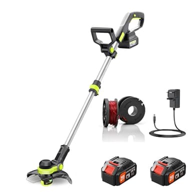Jwdj Coupe-Bordure sans Fil 21 V avec 2 Bobines Et Chargeur TêTe Coupe-Bordures/Coupe-Bordures 2 en 1 pour Pelouses De Bordure Et Terres Agricoles, Jardin De Bricolage, Entretien des Pelouses (Green)