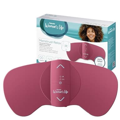 Beurer EM 50 Menstrual Relax, pour les douleurs menstruelles et les douleurs liées à l'endométriose, système TENS et fonction thermique, avec batterie rechargeable, rouge rose