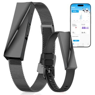 iSo Tech Smart Fashion Bracelet Connecté sans Écran, Smartwatch Fitness Tracker avec Suivi 24/7 Activité, Sommeil & Fréquence Cardiaque, Modes Multisports, Autonomie 15 Jours IP68 (Noir)