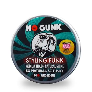 NO GUNK Styling Funk - Cire Coiffante Bio 100% Naturelle Pour Cheveux et Barbe - Tenue Moyenne (Original, 50g)