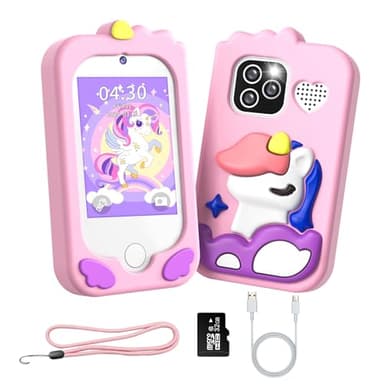 Tosaju Enfants Jouet de Téléphone Mobile avec Double Caméra d'enfants 2,8 Pouces écran Tactile Apprentissage Téléphone Apprentissage Jouet avec 32 Go Carte SD Garçon Fille âge 3 4 5 6 7 8 Cadea