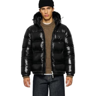 Qmerlimui Doudoune pour Homme Manteau Léger en Duvet Lisse avec Capuche Manteau d'Hiver Chaud, Imperméable et Coupe-vent