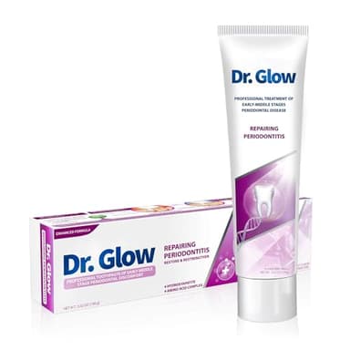 Dr. Glow Dentifrice Réparation pour Gencives Rétractées et Sensibles, Gingivite et Parodontite, Soins des Gencives Saignantes, Protection, Sans Fluor 100g