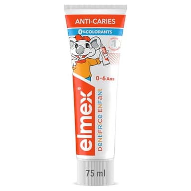 ELMEX - Dentifrice Bébé et jeune enfant , protège les dents de lait, anti-caries, 0 colorants - Dès le premier brossage - 0-6 Ans, 75ml