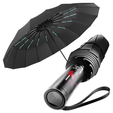 MidingChai Parapluie Pliant Automatique, Ombrelle Anti UV, Parapluie XXL pour Hommes et Femmes, avec Poignée au Design Exclusif, Parapluie Anti Tempete, Compact, Solide, Léger (Noir)