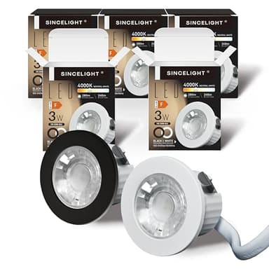 SINCELIGHT Mini Spot encastrable 3W, petit downlight à LED pour trou de 35-40mm, Anneau blanc/noir remplaçable, Blanc Neutre 4000K, Remplaçant MR11, étanche IP65 pour plafond/armoire/vitrine, 5 unités