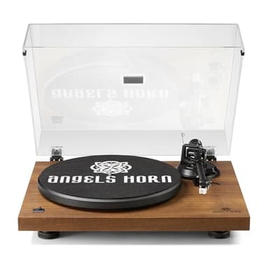 ANGELS HORN Platine Vinyle, Tourne Disque Bluetooth, Tourne Disque Vinyle avec Cartouche Magnétique AT-3600L à 2 Vitesses 33 + 45 TR/Min, Prise en Charge de la Sortie RCA
