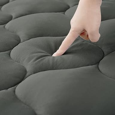 DUANDUAN Surmatelas 160 x 200 cm, sur Matelas 2 Personnes avec Extensible Grande Bonnet 38cm, Protège-Matelas matelassé en Microfibre Respirant,Gris foncé