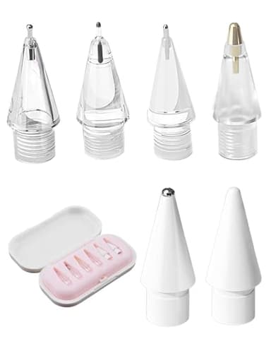 6 Pointes de Rechange pour Apple Pencil Embouts de Rechange Haute Sensibilité (2B/2H/3.0/Élastique/Bille Métallique/Balle) pour Apple Pencil Pro/1ère/2ème Génération avec Boîte de Range
