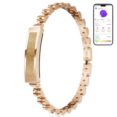LIGE 2025 Bracelet Connecté Femme Acier Inoxydable sans Écran, 3ATM Étanche Rose Or Élégant Slim Bijoux Bracelet avec Fréquence Cardiaque/Moniteur de Sommeil/SpO2 Podomètre Bracelets pour iOS Android