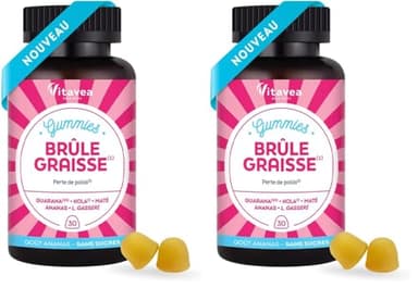 Vitavea Bien-être - Gummies Brûle-Graisse - Action minceur ciblée, perte de poids et brûle graisse - Guarana, kola, maté, ananas et probiotiques - 30 Gummies perte de poids - Goût Ananas (Lot de 2)