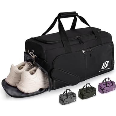 Sac de Sport Homme Femme Sac de Voyage Sac Fitness Gym avec Compartiment à Chaussures et Poche Humide Sac de Gym Sac de Weekend Duffle Bag pour Gym Sport Voyages (42L, Noir)-U