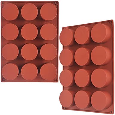 Newk Moule en silicone cylindrique, 2 emballages de 12 alvéoles, cylindre rond pour cake-pops, savon, biscuits au chocolat, bombe de bain, cheesecake, couverture de chocolat