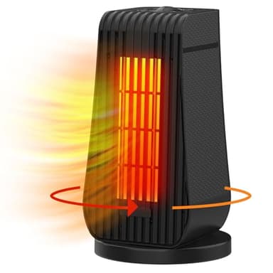 Qoosea Radiateur Soufflant Portatif 1200W 3s Chauffage Rapide PTC Mini Radiateurs 3 Modes de Chauffage Ventilateur Réglable Protection contre la Surchauffe Chauffage Électriques (Noir)