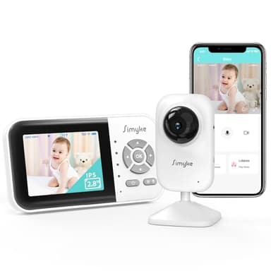 Simyke Moniteur vidéo pour bébé, caméra WiFi pour bébé, affichage de 2,8″ et contrôle d'application, portée de 1000 pieds, conversation à 2 voies, vision nocturne automatique, alerte