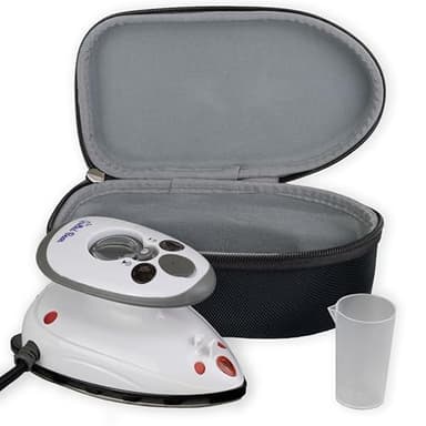 The Quilted Bear Mini Fer à Repasser - Fer a Repasser Voyage avec Céramique Vapeur & Thermostat - Petit Defroisseur Vapeur Voyage Pour la Couture, Artisanat ou Transfer (Boîtier Noir)