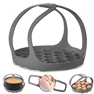 Autocuiseur Sling, Silicone Sling Bakeware 6Qt/8Qt Instantané Pot/Ninja Foodi/Multi-Fonction Cooker Anti-échaudage Ustensiles de Cuisson à Vapeur Lifter Rack, Sans BPA Silicone Egg Vapeur Rack(Gris)