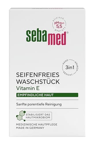 Sebamed Nettoyant sans savon 150 g, avec vitamine E, pour un nettoyage quotidien doux et en profondeur des peaux sensibles, convient pour le nettoyage des mains, du visage et du corps