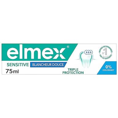 ELMEX - Dentifrice Elmex Sensitive Blancheur Douce 0 % Colorants - Dents Sensibles, Gencives Douloureuses, Protection de l'Email - 75 ml