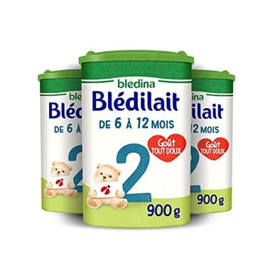 Blédina Blédilait 2, Lait en Poudre pour bébé, De 6 Mois à 12 Mois, 900g (Boîtex3)