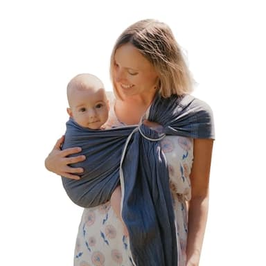 NéoBulle - Sling Sergé Brisé - Portage en Écharpe sans Nœud - Installation Facile - Léger et Confortable, en Coton Bio - 100% Fabriqué en France - De la Naissance à 3-4 Ans, Bleu Cobalt