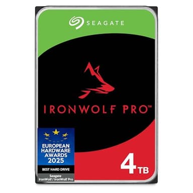 Seagate IronWolf Pro 4To, Disque dur d'entreprise interne NAS HDD, CMR, 3.5 Pouces, SATA 6Goits/s, 7 200 tr/min, 256 Mo de mémoire cache, Ouverture Facile, Services Rescue (ST4000NTZ01)