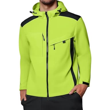 Vetement de Pluie Homme Ciré Marin Manteau Hiver Randonnée Ciré Travail a Capuche Militaire Vestes de Cyclisme Vert Fluo Trench Impermeable de Pluie Veste Imperméable Homme Vert Fluo 3XL