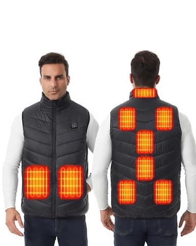 Choristry Gilet chauffé hommes femmes Unisex 9 zone de chauffage en fibre de carbone adaptée aux travailleurs en plein air (batterie non incluse)