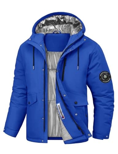 Voqeen Veste de Ski Imperméable Hiver Homme Manteau Chaud avec Capuche Amovible Manteaux Coupe-Vent avec Multi Poches de Randonnée