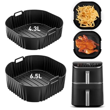 Moule Silicone Air Fryer for Cosori Turbo Tower Pro10,8L, Réutilisable Air Fryer Accessoires Plat Silicone Air Fryer for Cosori Turbo Tower Pro Smart 6,5L & 4,3 L) (2 pcs)
