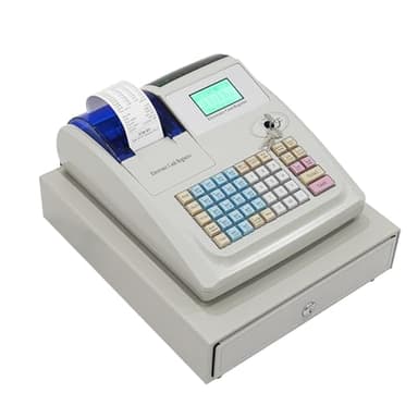 Caisse enregistreuse électronique, 100-240 V, max 60 mm/s, caisse commerciale avec interrupteur de mode 6 positions, écran LED et affichage client à 8 chiffres, caisse de détail, caisse de magasin