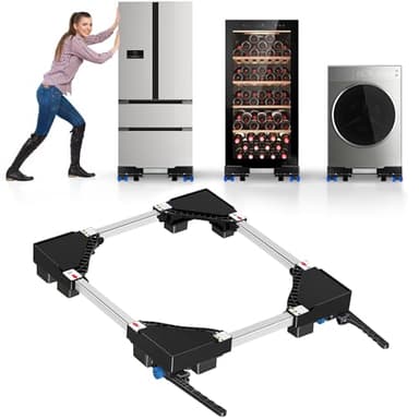 NIUXX Base universelle de machine à laver, Base de Réfrigérateur Machine à Laver Noir, taille réglable, pour machines à laver et sèche-linge empilés de 42 à 69 cm, capacité de charge 400 kg