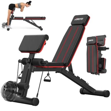 JOROTO Banc de musculation réglable pliable avec extension de jambe et inclinaison, banc d'exercice de force de charge de 350,2 kg pour entraînement complet du corps