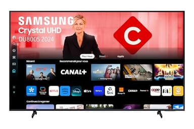 Samsung TV Crystal UHD 4K 2024 55DU8005 Smart TV de 55" avec des Couleurs Incroyables, Le Meilleur Smart TV, Pied à Hauteur Réglable et Tous Les Haut-parleurs Simultanément avec Q-Symphony