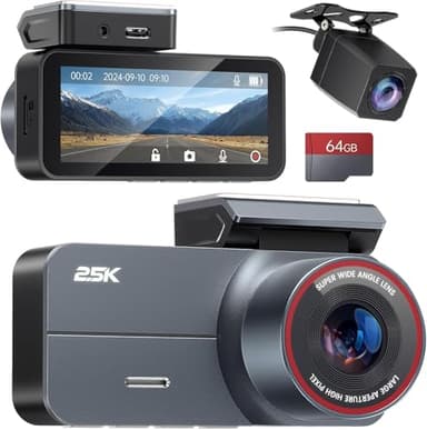 Caméra Embarquée Voiture 2.5K QHD Dashcam Voiture Avant/Arrière - Double Objectif, Écran IPS 3,39 - Grand Angle 160°, Vision Nocturne, Mode Parking 24h/24 + Capteur G - Carte 64GB Offerte