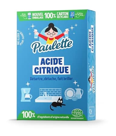 Paulette - Acide Citrique en Poudre - Détartrant Anticalcaire Naturel et Ecocert - Fabriqué en France - 400 g