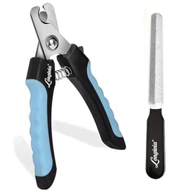 Longivia® Coupe Ongle Chien et Chat Professionnel Mesure Grande Taille 15,5 cm en Acier Inoxidable – Pince Griffe pour Toilettage Chiens avec Securite - Accessoire Animaux (Bleu-Noir)