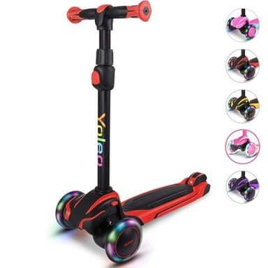 Yoleo Trottinette pour enfants à partir de 3 ans, trottinette pour enfants avec roues LED lumineuses, trottinette à trois roues avec 4 hauteurs réglables pour garçons et filles âgés de 3 à 12 ans