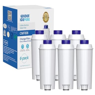 GOLDEN ICEPURE 6Pcs Filtre à eau pour Machines à Café Compatible Avec De'Longhi DLSC002, SER3017 & 5513292811, De Longhi, ECAM, ESAM, ETAM, BCO, Primadonna,BCO,EC Serie Machine à café, Adoucir l'eau