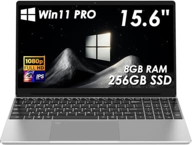 Kayoote Ordinateur Portable Win 11 Pro 15,6", Celeron 5205U, 8 Go de RAM, 256 Go SSD, Ordinateurs Portables avec Reconnaissance d'empreintes digitales, écran FHD, Wi-FI, BT, Webcam