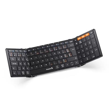 ProtoArc XK01 Clavier Bluetooth Pliable, AZERTY Clavier sans Fil Portable avec Pavé Numérique, Clavier Pliant Pleine-Taille Rechargeable pour Android Windows iOS Téléphone Tablette iPad