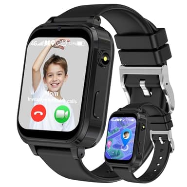 kaacly Montre Connectée Enfant 4G, Montre GPS Enfant avec Telephone Appels Vidéo Chat Vocal Chat Familial SOS Mode Classe Podomètre Réveil, Smartwatch Cadeau pour Filles et Garçons