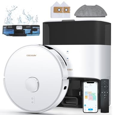 AIRROBO GT21 Robot Aspirateur Laveur avec Station, 3.5L Automatique Poussièr, Navigation LiDAR avec Nettoyage Personnalisé, 180min Autonomie pour Poil Animaux, évitement D'obstacles, WiFi/App Contrôle