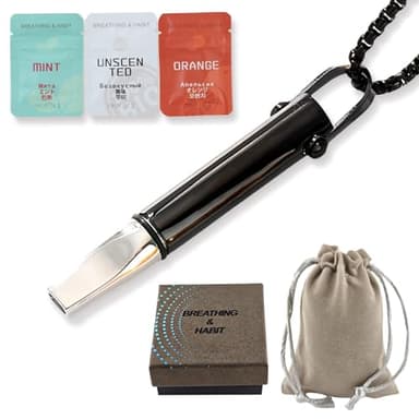 Henjunu Collier de Respiration, avec 3 filtres, Collier de Respiration Consciente, Anti-stress, pour Hommes Femmes