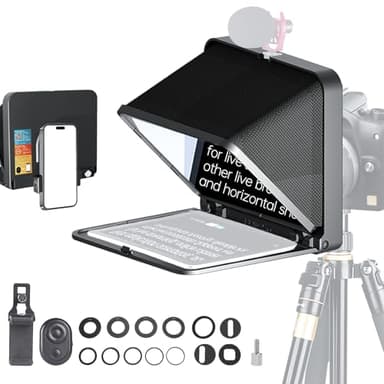 Téléprompteur LENSGO TC7 8 "pour iPad Tablette Smartphone Appareil photo reflex numérique avec télécommande, APP Compatible avec le système iOS et Android pour l'enseignement en ligne Vlog Streaming A